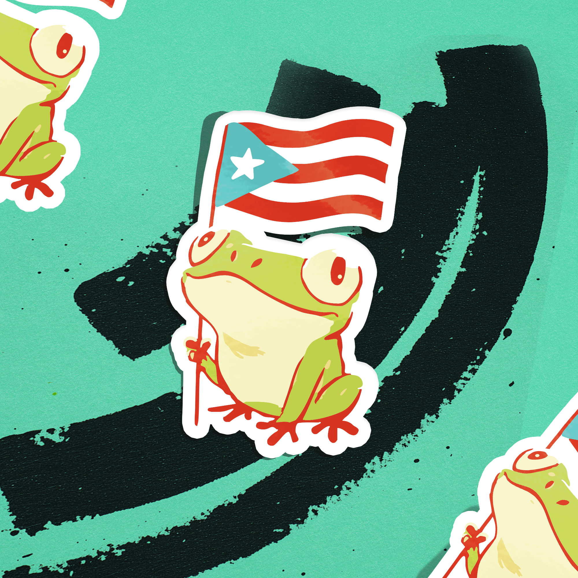 Coqui With Puerto Rican Flag