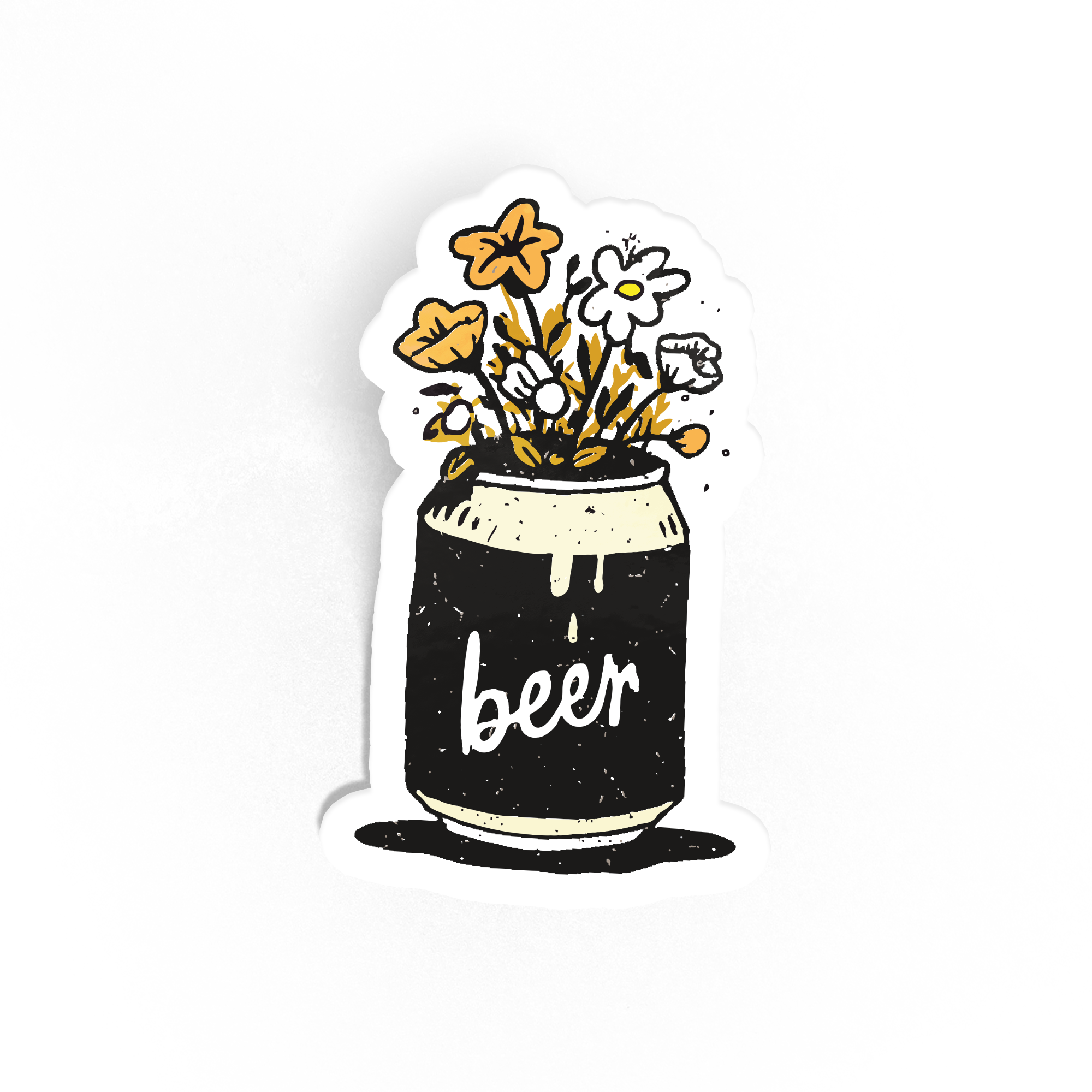 Beer Can Flower Bouquet Sticker