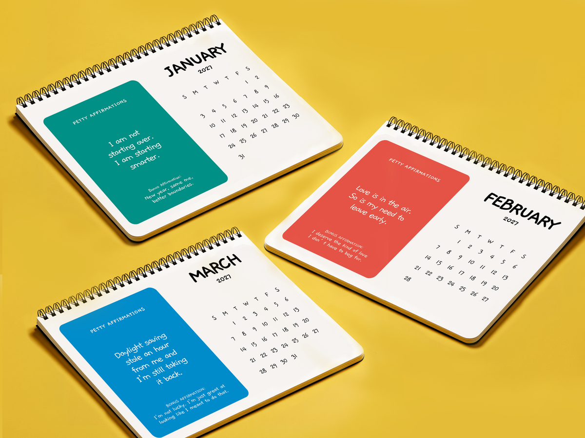 2027 Petty Affirmations Spiral Calendar