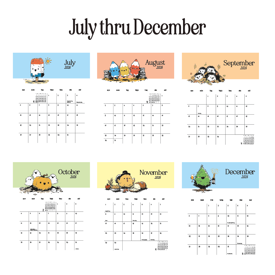 2026 Novelty Kawaii Wall Calendar