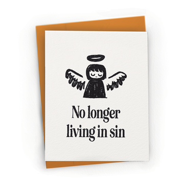 No Longer Living In Sin Doodle Angel Greeting - Engagement/Wedding Card