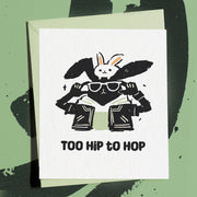 Too Hip to Hop Funny Bunny Greeting Card Cool Hip Hop Easter Card Cute Kawaii Bunny, Fun Rabbit with Shades Illustration Hipster Easter Gift