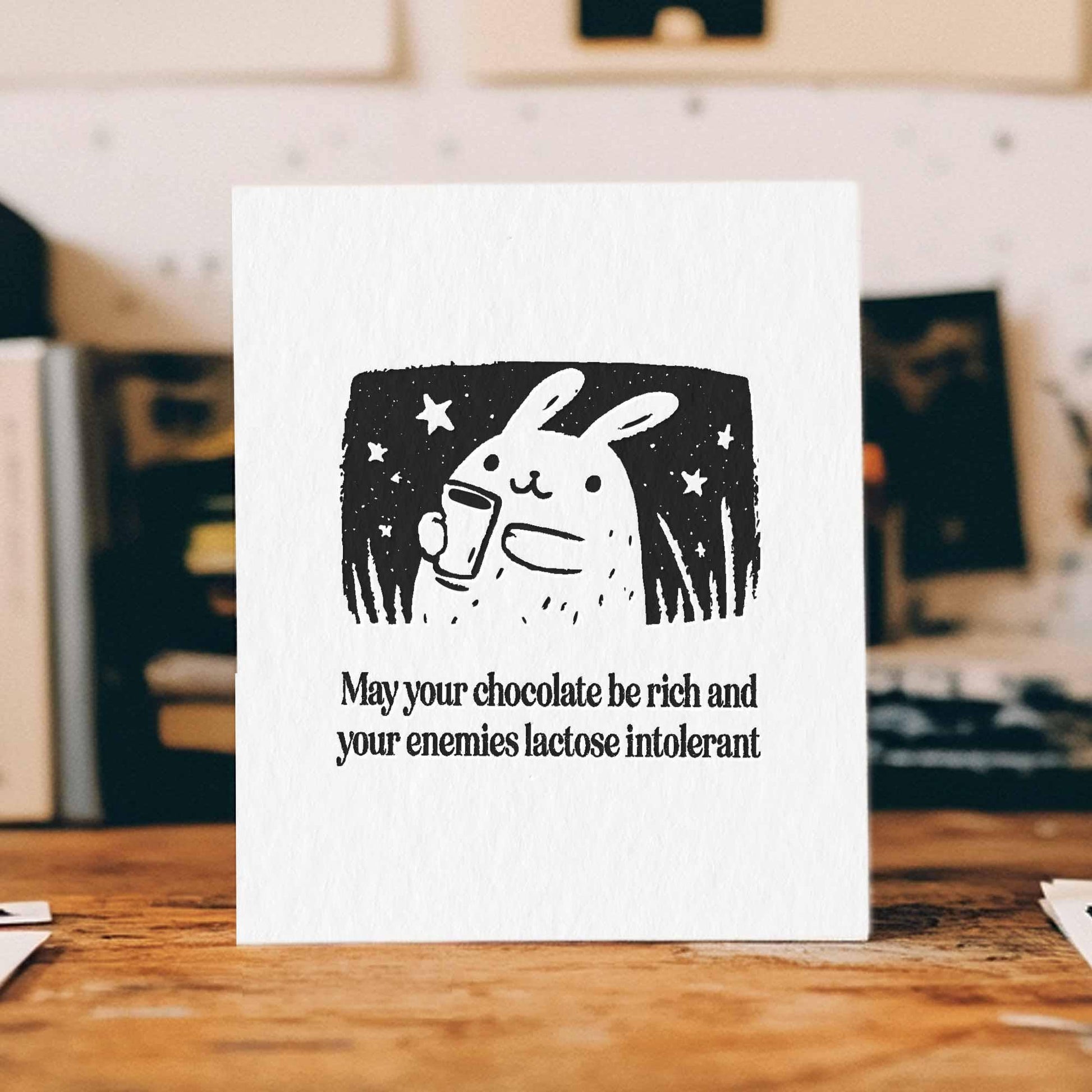 Funny Easter Bunny Card, Chocolate Lover Card, Witty  Sarcastic Lactose Intolerant Joke, Quirky Holiday Greeting, Snarky Friendship Card