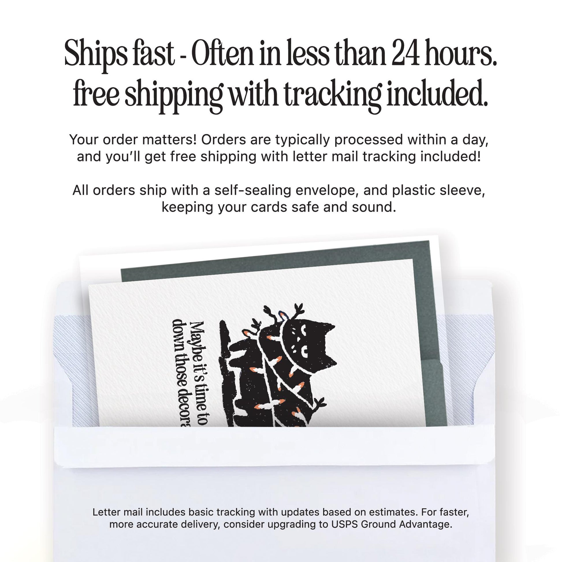 Funny Just Because Card with Cat: Snarky Holiday Greeting Stationery