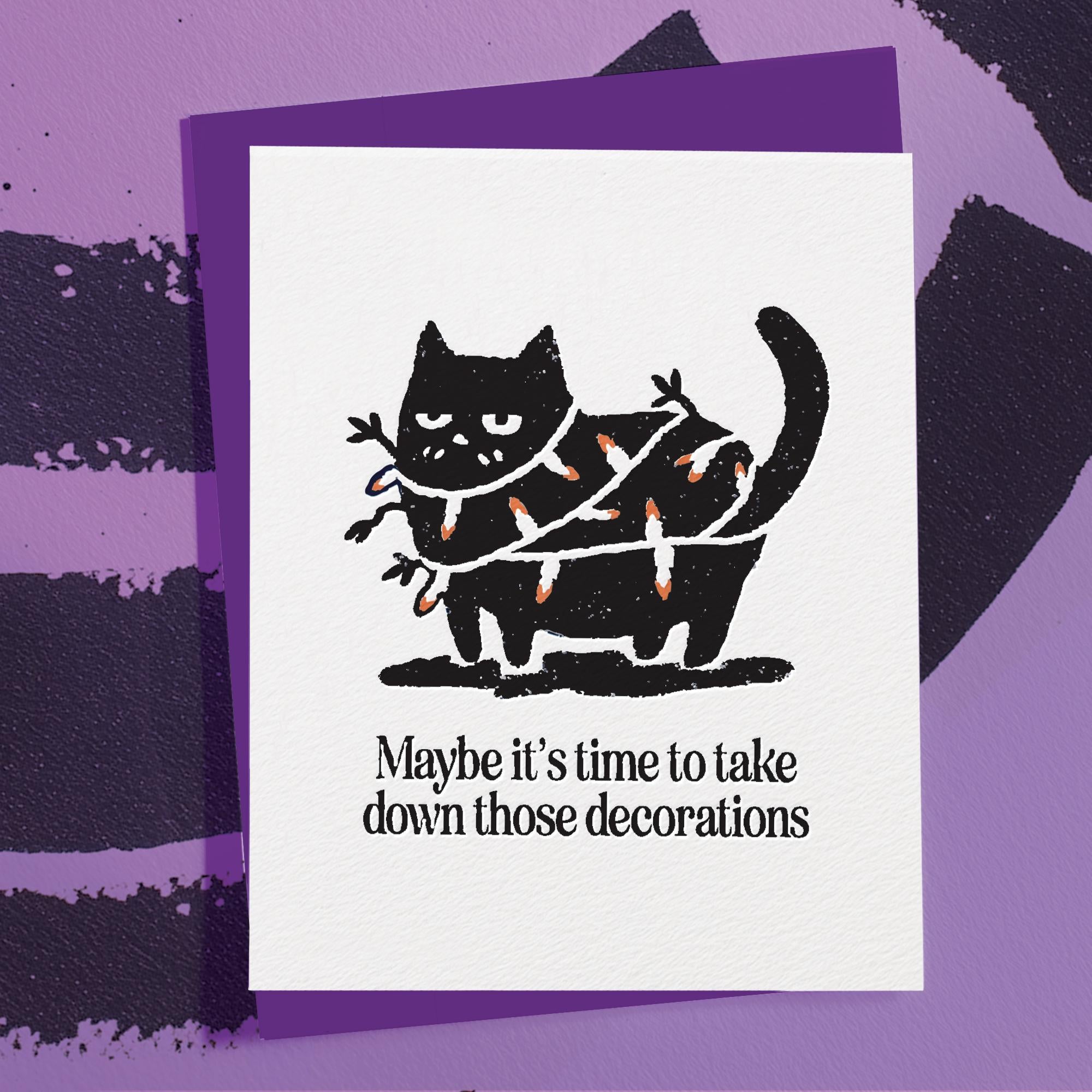 Funny Just Because Card with Cat: Snarky Holiday Greeting Stationery