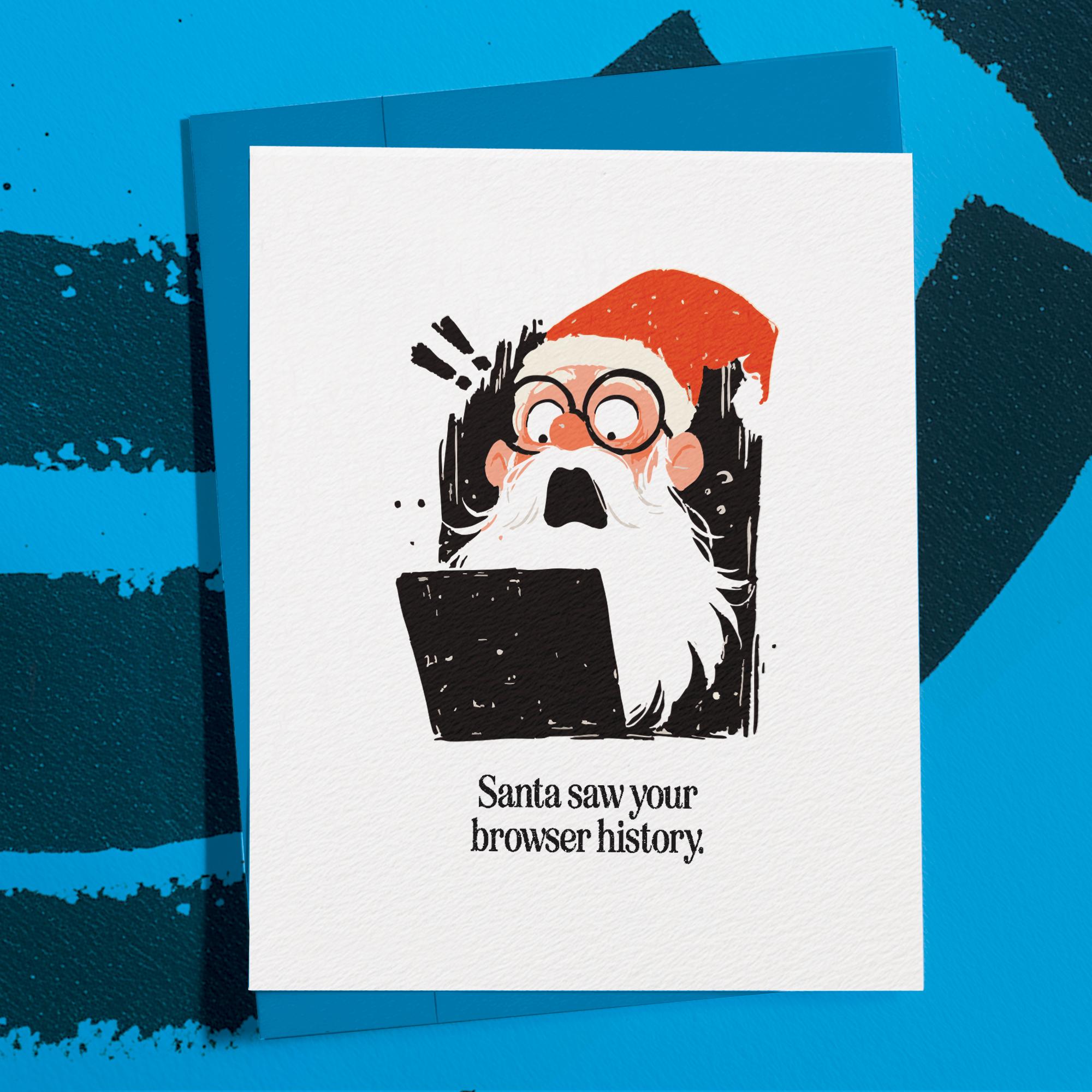 Funny Santa Card: Holiday Gag Gift Greeting, 'Browser History' Santa Claus Joke